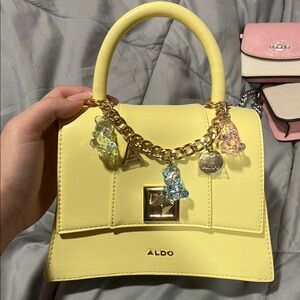 Aldo Lemon Yellow Clutch with Gold Chain